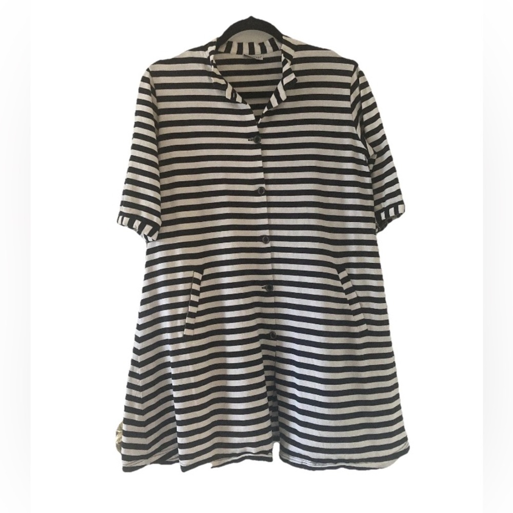 Vintage Marimekko Tasaraita Stripe Shirt Dress | size S | Made in Finland